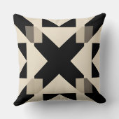 抽象芸術幾何学模様（コントラスト付き黒） クッション (裏面)