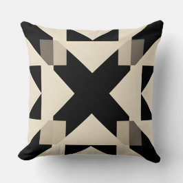 抽象芸術幾何学模様(コントラスト付き黒) クッション
