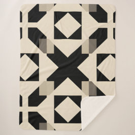抽象芸術幾何学模様（コントラスト付き黒） シェルパブランケット