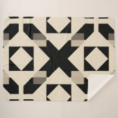 抽象芸術幾何学模様(コントラスト付き黒) シェルパブランケット (正面(横))