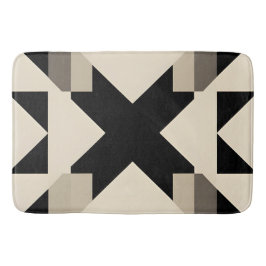 抽象芸術幾何学模様（コントラスト付き黒） バスマット