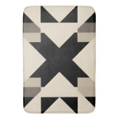 抽象芸術幾何学模様（コントラスト付き黒） バスマット (正面縦)