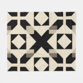 抽象芸術幾何学模様（コントラスト付き黒） フリースブランケット (正面(横))