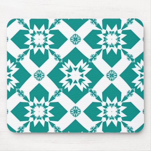 抽象芸術幾何学模様（白と緑） マウスパッド (正面)