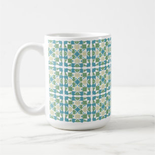 抽象芸術幾何学模様（緑と青） コーヒーマグカップ