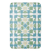 抽象芸術幾何学模様（緑と青） バスマット (正面縦)