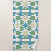 抽象芸術幾何学模様（緑と青） ビーチタオル (正面)