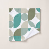 抽象芸術幾何学模様(緑)ティール(緑がかった色) バスタオルセット (ウォッシュタオル)