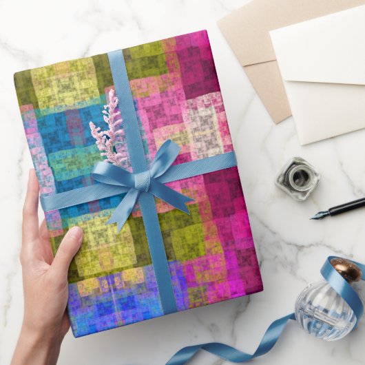 抽象芸術幾何学模様,青,ピンクモダン, ラッピングペーパー (ギフト)
