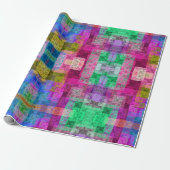 抽象芸術幾何学模様,青,ピンクモダン, ラッピングペーパー (アンロールド)