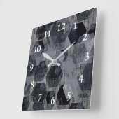 抽象芸術幾何学模様、黒と灰色。 スクエア壁時計 (傾斜)