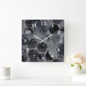 抽象芸術幾何学模様、黒と灰色。 スクエア壁時計 (ホーム)