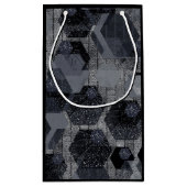 抽象芸術幾何学模様、黒と灰色。 スモールペーパーバッグ (裏面)