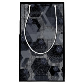 抽象芸術幾何学模様、黒と灰色。 スモールペーパーバッグ (正面)