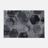 抽象芸術幾何学模様、黒と灰色。 ドアマット (正面)