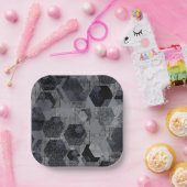 抽象芸術幾何学模様、黒と灰色。 ペーパープレート (パーティー)