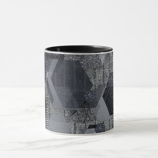 抽象芸術幾何学模様、黒と灰色。 マグカップ (中央)