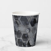 抽象芸術幾何学模様、黒と灰色。 紙コップ (裏面)