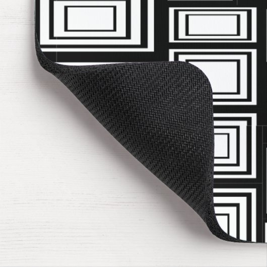 抽象芸術幾何学正方形の白黒パターン マウスパッド (コーナー)