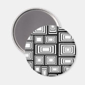 抽象芸術幾何学正方形の白黒パターン マグネット (正面/裏面)