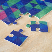 抽象芸術幾何学水色の形状パターン ジグソーパズル (側面)