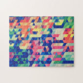 抽象芸術幾何学水色の形状パターン ジグソーパズル (横)