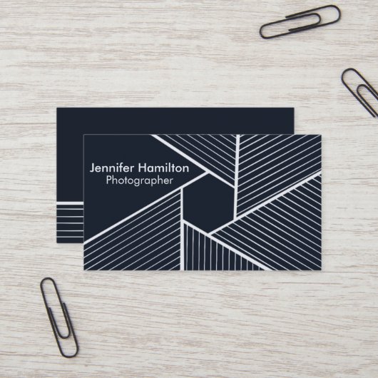 抽象芸術幾何学濃い青の写真家 名刺 (正面/裏面インサイチュ)