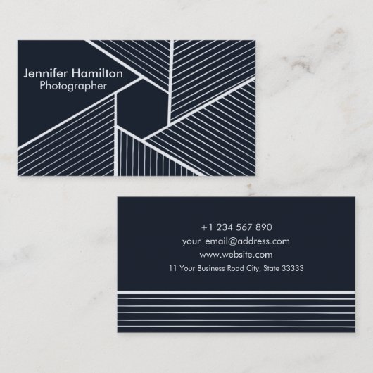 抽象芸術幾何学濃い青の写真家 名刺 (正面/裏面)