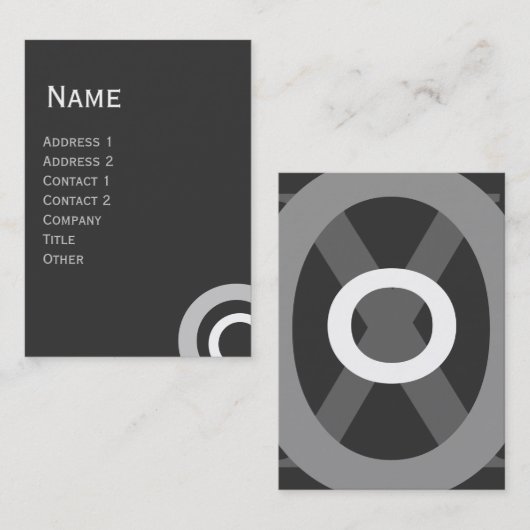 抽象芸術幾何学灰色の白い円 名刺 (正面/裏面)