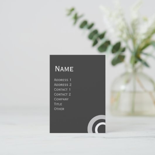 抽象芸術幾何学灰色の白い円 名刺 (スタンド正面)