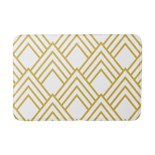 抽象芸術幾何学白と金ゴールドバスマット バスマット (正面)