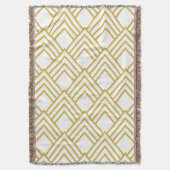 抽象芸術幾何学白と金ゴールド投げ毛布 スローブランケット (正面縦)