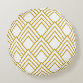 抽象芸術幾何学白丸金ゴールド円枕 ラウンドクッション (裏面)