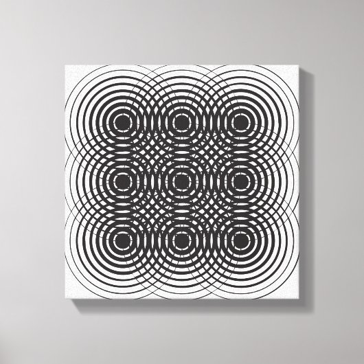 抽象芸術幾何学白黒デザイン キャンバスプリント (正面)