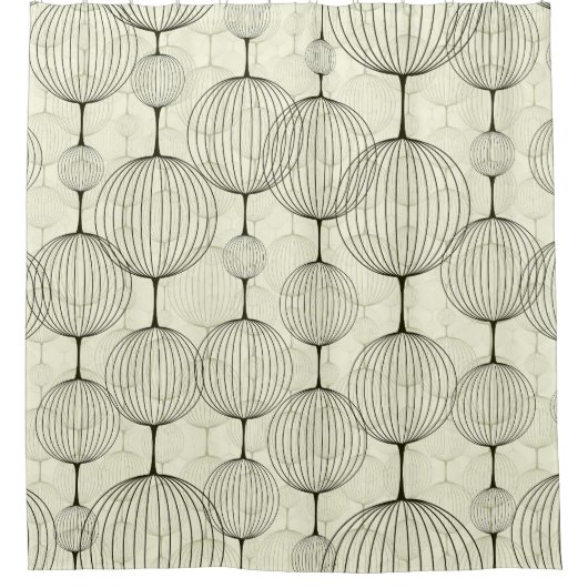 抽象芸術幾何学的でシームレスな背景パターン。 シャワーカーテン (正面)