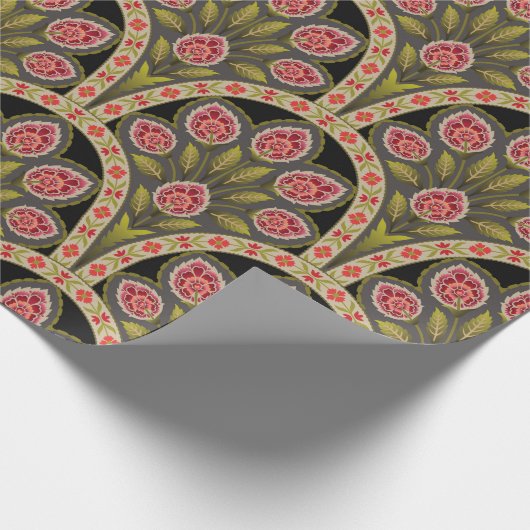 抽象芸術幾何学的なムガルモチーフの花のパターナート ラッピングペーパー (角)