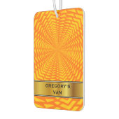 抽象芸術幾何学的な太陽のようなパターンと名前をカスタムする カーエアーフレッシュナー (左)