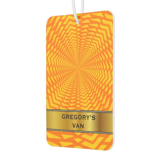 抽象芸術幾何学的な太陽のようなパターンと名前をカスタムする カーエアーフレッシュナー (左)