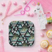 抽象芸術幾何学的な手のひら模様 ペーパープレート (パーティー)