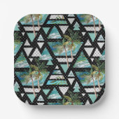 抽象芸術幾何学的な手のひら模様 ペーパープレート (正面)