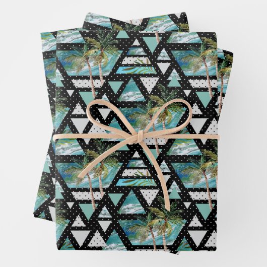 抽象芸術幾何学的な手のひら模様 ラッピングペーパーシート (インサイチュ)