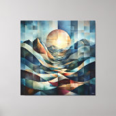 抽象芸術幾何学的な日の出鮮やか山 キャンバスプリント (正面)