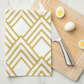 抽象芸術幾何学的な白と金ゴールドのキッチンタオル キッチンタオル (四つ折り)