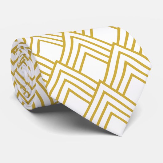 抽象芸術幾何学的な白と金ゴールドのネックタイ ネクタイ (ロール)