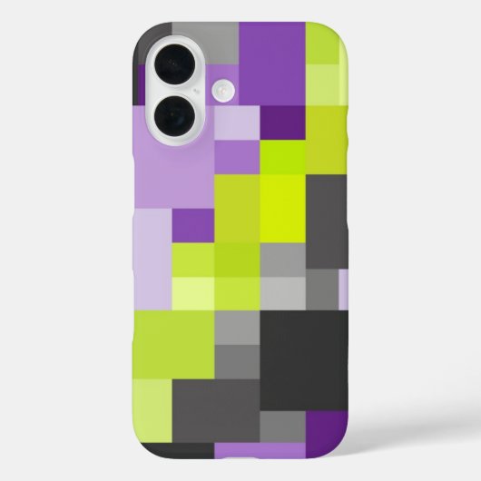 抽象芸術幾何学的な紫の緑のグレーパターン Case-Mate iPhoneケース (裏面)