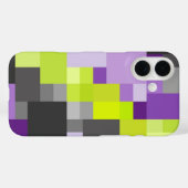抽象芸術幾何学的な紫の緑のグレーパターン Case-Mate iPhoneケース (裏面 (横))