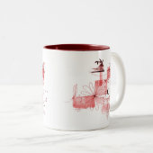 抽象芸術幾何学的な花離れ類ブラックブルゴーニュ ツートーンマグカップ (正面右)