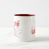 抽象芸術幾何学的な花離れ類ブラックブルゴーニュ ツートーンマグカップ (中央)