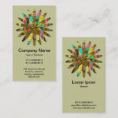 抽象芸術幾何学的な花02 -淡い色のカーキ 名刺 (正面/裏面)