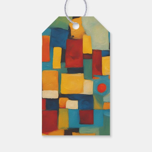 抽象芸術幾何学的な退職パーティーありがとう ギフトタグ (裏面)